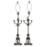 Pair of Italian Aesthetic Bronze Candelabra