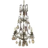 French Bronze and Crystal Chandelier