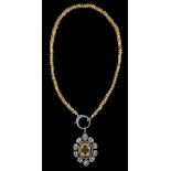 Citrine, White Sapphire and Diamond Necklace