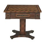 American Rosewood and Maple-Inlaid Game Table