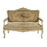 Louis XV-Style Creme-Peinte & Parcel-Gilt Settee