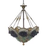 Unusual Murano Gilt-Metal and Glass Chandelier