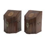 Pair of George III Mahogany-Inlaid Knife Boxes