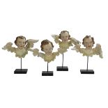 Four Polychrome Winged Angel Heads