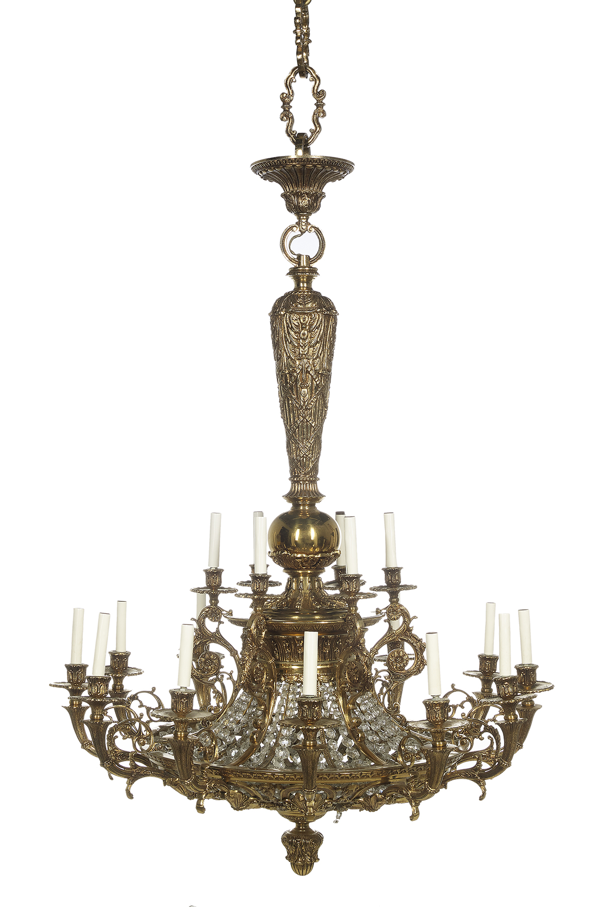 Bronze and Glass Chandelier