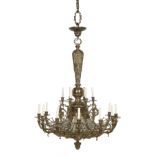 Bronze and Glass Chandelier