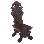 Neo-Renaissance Carved Walnut Hall Chair