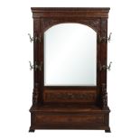 American Late Victorian Oak Lift-Seat Hall Tree