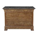 Louis-Philippe Walnut and Marble-Top Commode