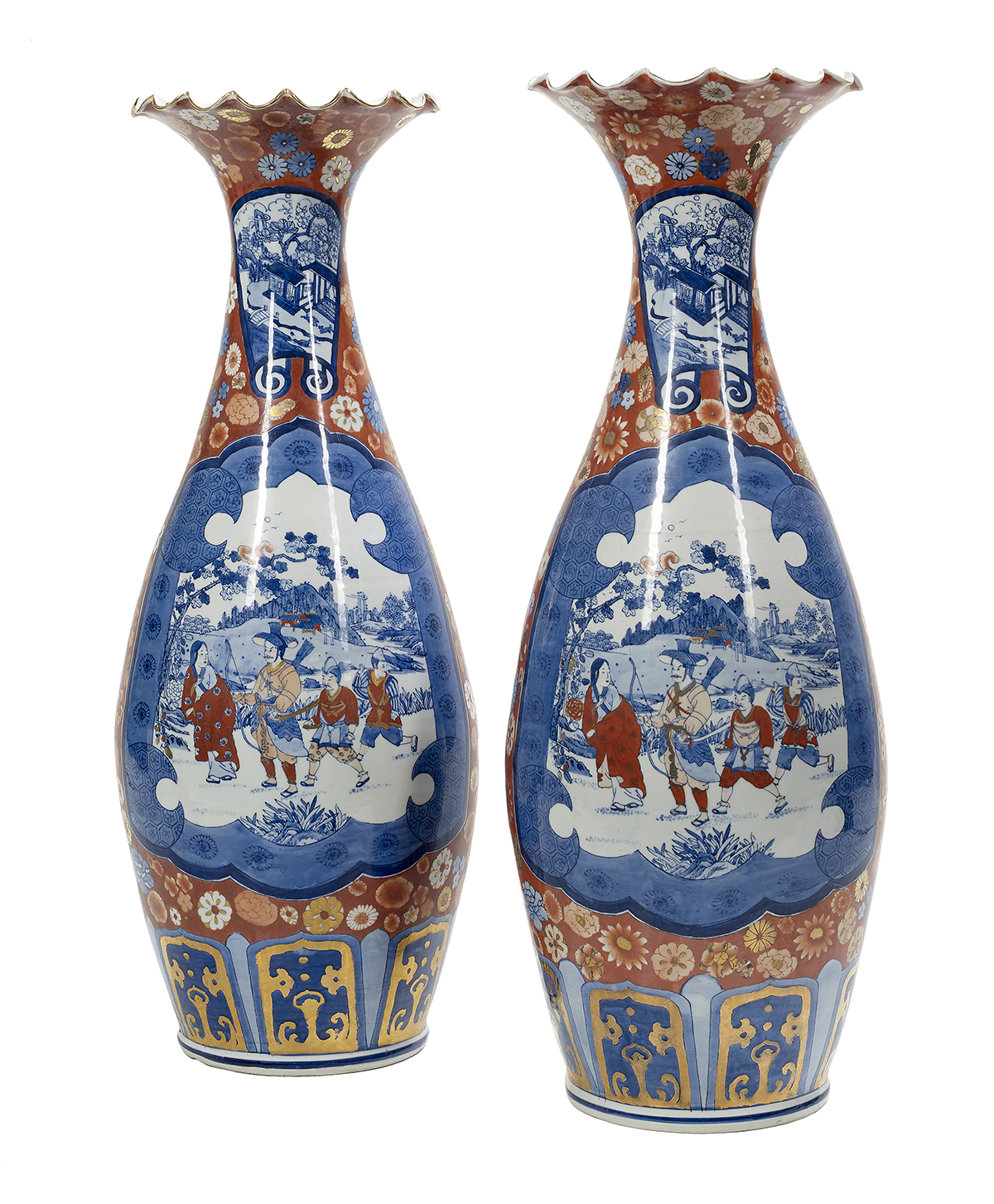 Pair of Japanese Kutani Porcelain Floor Vases