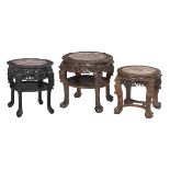 Three Chinese Marble-Top Occasional Tables