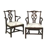 Pair of George III Mahogany Armchairs