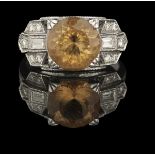 Citrine and Diamond Ring