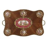 French Kingwood, Porcelain and Bronze Tray