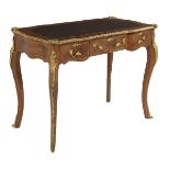 Louis XV-Style Burlwood and Mahogany Bureau Plat