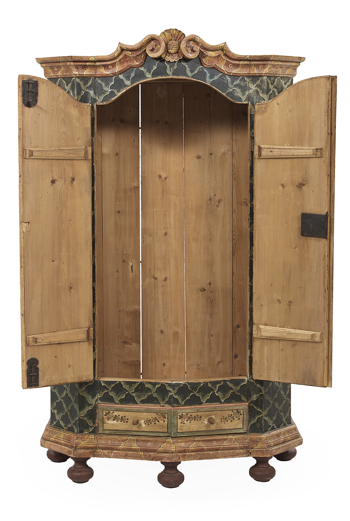 Continental Polychrome Armoire - Image 4 of 4