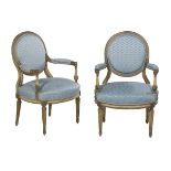 Pair of Louis XVI-Style Polychrome Fauteuils