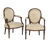 Pair of Louis XVI Fruitwood Fauteuils