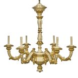 Louis XIV-Style Parcel-Gilt Wooden Chandelier