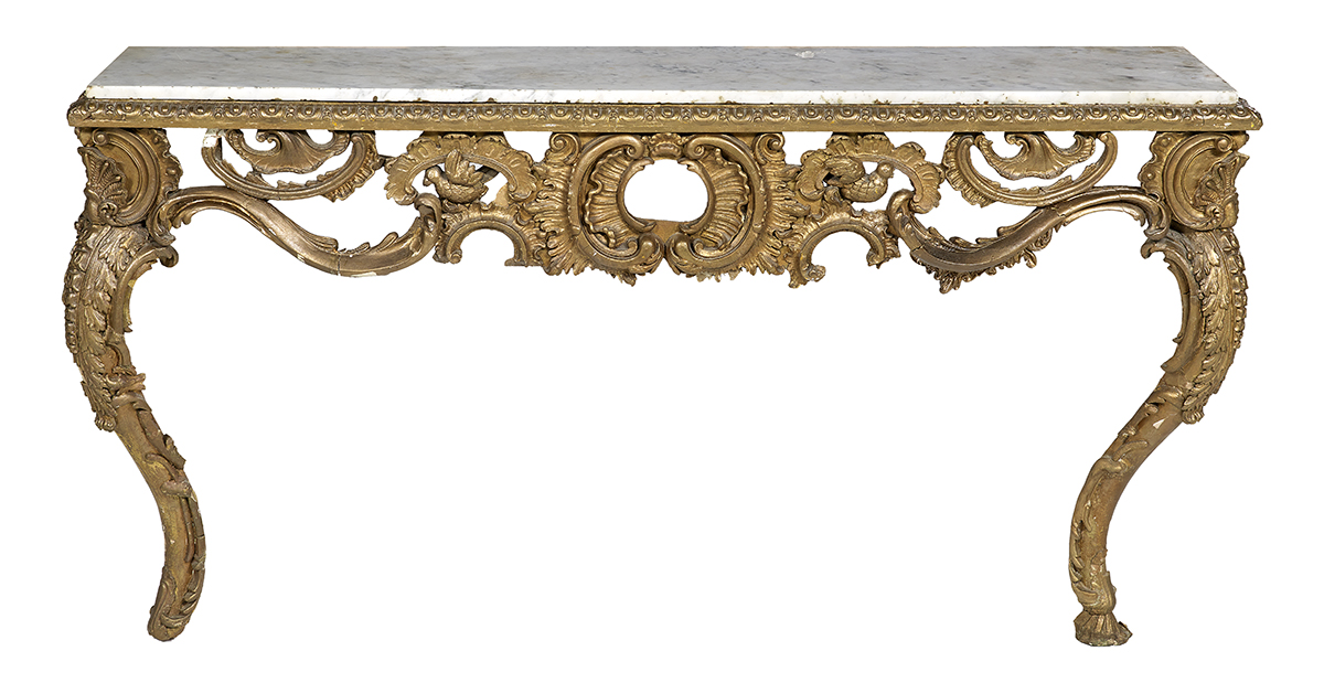 Louis XV-Style Giltwood and Marble-Top Console