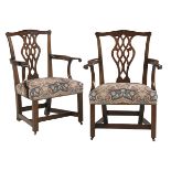 Pair of George III Mahogany Armchairs