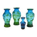Collection of Four Chinese Peking Glass Vases