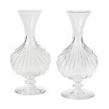 Pair of Baccarat Blown Crystal Shell Vases