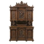 Impressive Continental Carved Walnut Breakfront