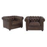 Pair of Leather Chesterfield Armchairs