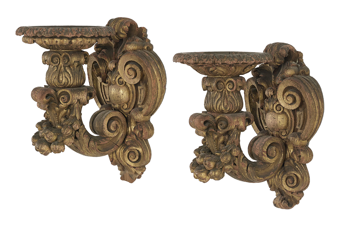 Pair of Italian Carved Giltwood Sconces