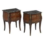 Pair of Louis XV-Style Marble-Top Petite Commodes