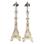 Pair of Johann G. Thieme Porcelain Lamp Standards