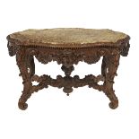 American Walnut and Marble-Top Center Table