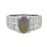 Black Opal and Diamond Ring