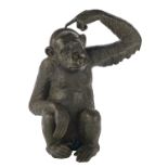 Large Patinated Bronze of a Monkey