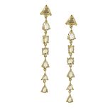 Pair of Light Yellow Diamond Dangle Earrings