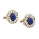 Pair of Lapis Lazuli and Diamond Cufflinks