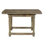 Continental Pickled & Waxed Pine Stretcher Table