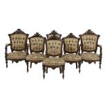 7 Piece American Assyrian Revival Parlor Suite