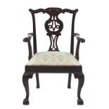 George III Carved Mahogany Armchair