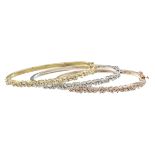 Three Diamond Bangle Bracelets