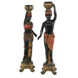 Pair of Enameled Bronze Blackamoor Jardinieres