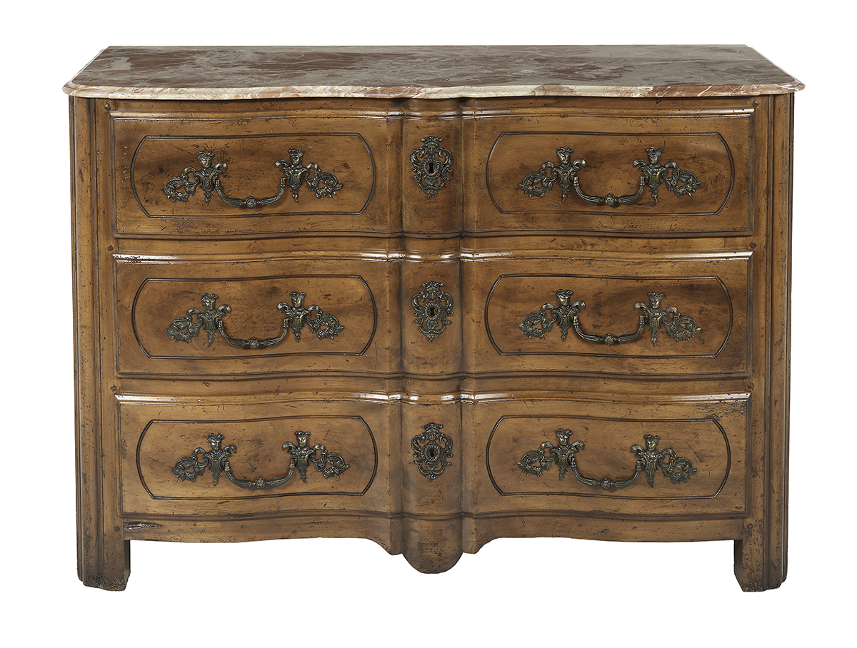 Regence-Style Fruitwood and Marble-Top Commode