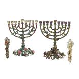 Pair of Jay Strongwater Menorahs and Mezuzahs