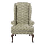 Queen Anne-Style Mahogany Wing Chair