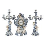 Three-Piece Dresden-Style Clock Set