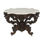 American Rosewood and Marble-Top Center Table