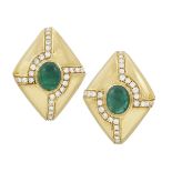 Pair of Emerald and Diamond Ear Clips