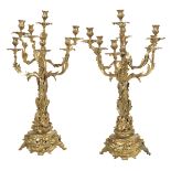 Pair of French Gilt-Bronze Candelabra