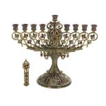 Jay Strongwater Bronze Menorah and Mezuzah